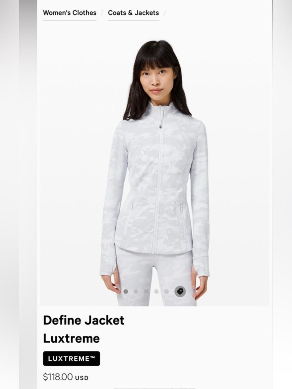 Lululemon Define Jacket - Women's White Camo